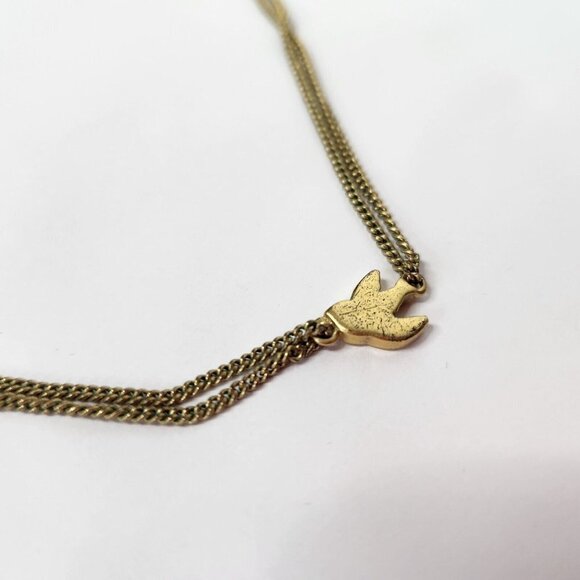 Marc by Marc Jacobs Bird Necklace Double Chain Gold Toned - Picture 5 of 6